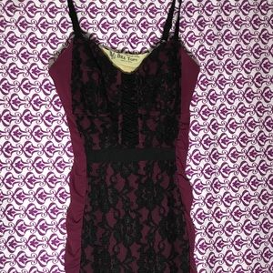 Maroon and black dress
